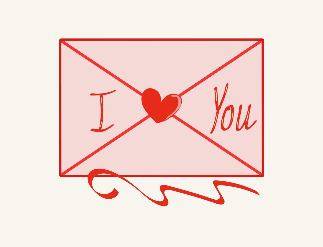 kärlek brev, alla hjärtans dag. rosa kuvert med hjärta och inskrift. hand text. hjärtans dag. vektor