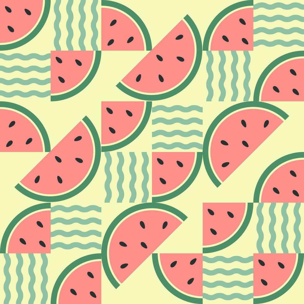 geometrisk abstrakt vattenmelon sömlös mönster. bakgrund, frukter. modern abstrakt design. samtida stil. vektor illustration