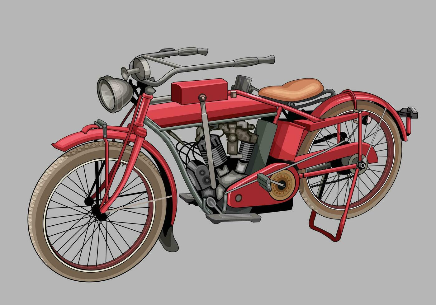 gammal motorcykel i röd Färg vektor för bakgrund design, årgång stil.