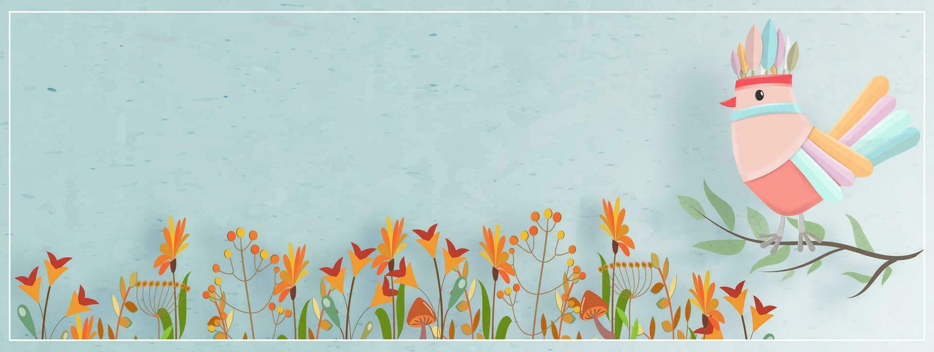 Frühling Banner, Verkauf Flyer oder Hintergrund mit süß Vogel, Blumen.Vektor Illustration vektor