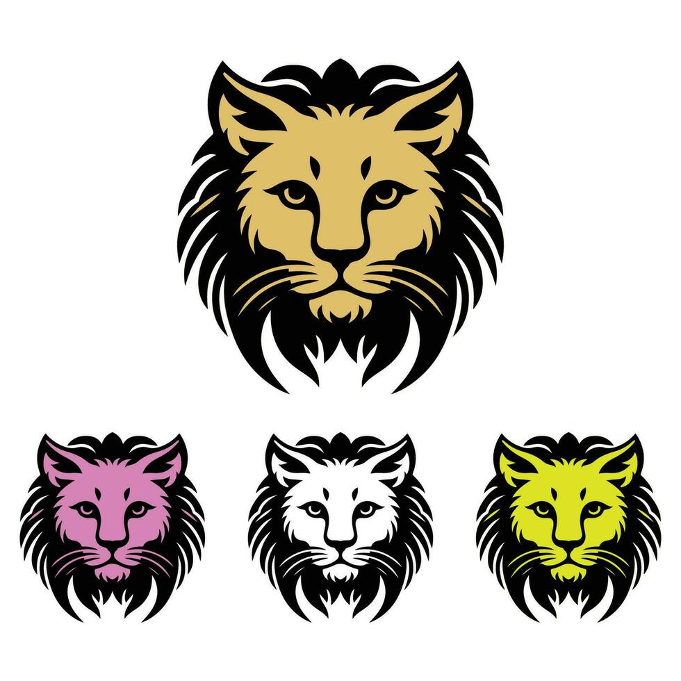 lejon logotyp vektor, katt logotyp, lejon ansikte vektor, katt ansikte vektor
