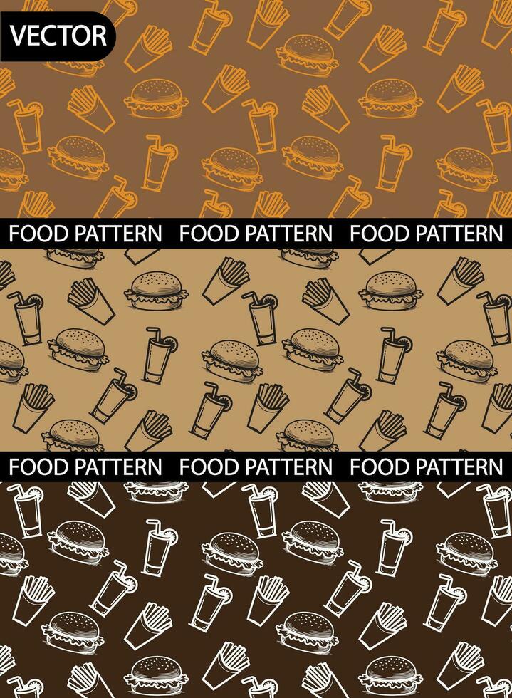 Essen Muster, Milch Shake, Burger, und Fritten, Muster oder Hintergrund zum Bilder vektor