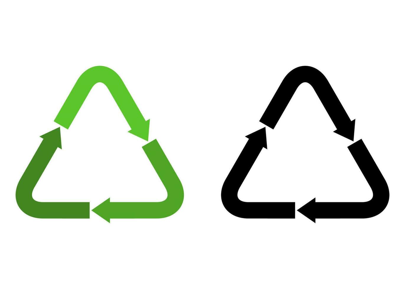 Recycling Symbole zum Plastik isoliert auf Weiß Hintergrund. Pfeil Das dreht sich endlos recycelt Konzept. recyceln Öko Symbol, Ökologie Symbole Sammlung Recycling Müll. Vektor Illustration.