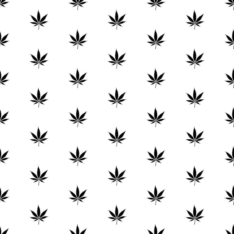 Marihuana Blatt Symbol nahtlos Muster. medizinisch Cannabis Anlage, Kräuter- Indica Sativa. natürlich Hanf Hintergrund. Sucht Rauch Gras Drogen illegal Betäubungsmittel. Vektor Illustration.