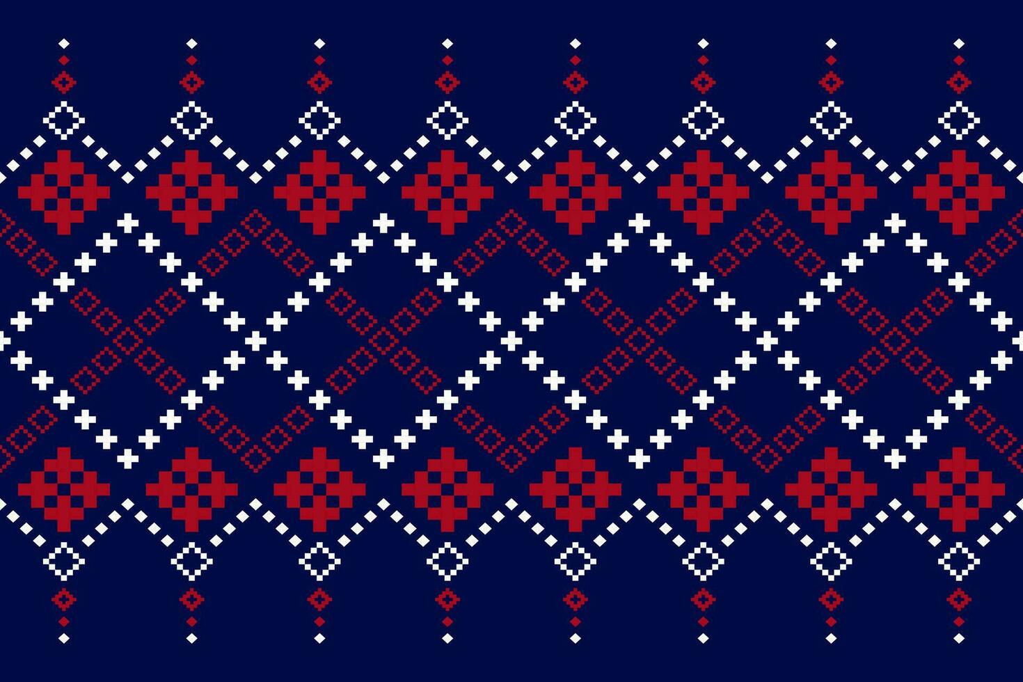 Indigo Marine Blau geometrisch traditionell ethnisch Muster Ikat nahtlos Muster Rand abstrakt Design zum Stoff drucken Stoff Kleid Teppich Vorhänge und Sarong aztekisch afrikanisch indisch indonesisch vektor