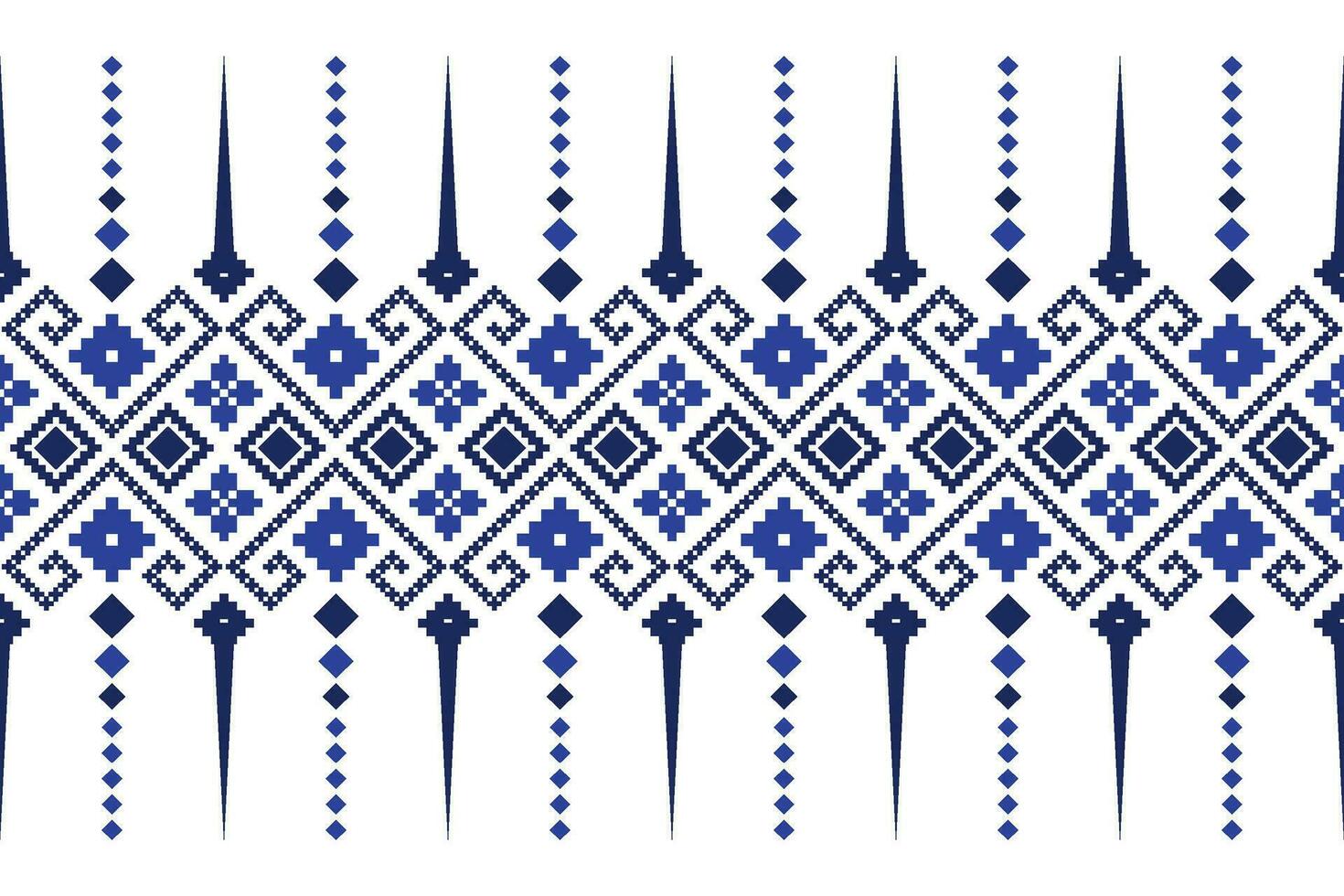 indigo Marin blå geometrisk traditionell etnisk mönster ikat sömlös mönster gräns abstrakt design för tyg skriva ut trasa klänning matta gardiner och sarong aztec afrikansk indisk indonesiska vektor