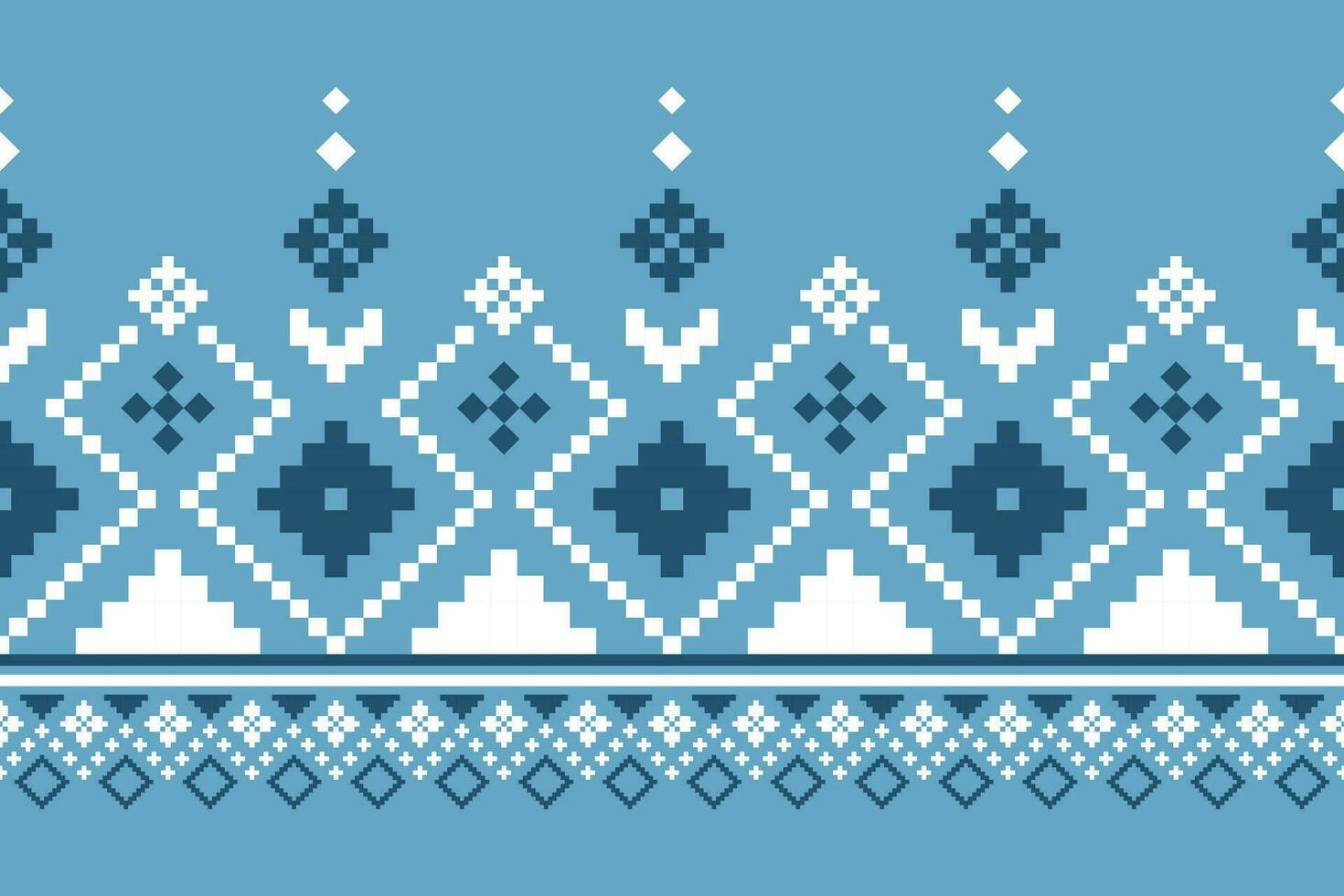 Indigo Marine Blau geometrisch traditionell ethnisch Muster Ikat nahtlos Muster Rand abstrakt Design zum Stoff drucken Stoff Kleid Teppich Vorhänge und Sarong aztekisch afrikanisch indisch indonesisch vektor