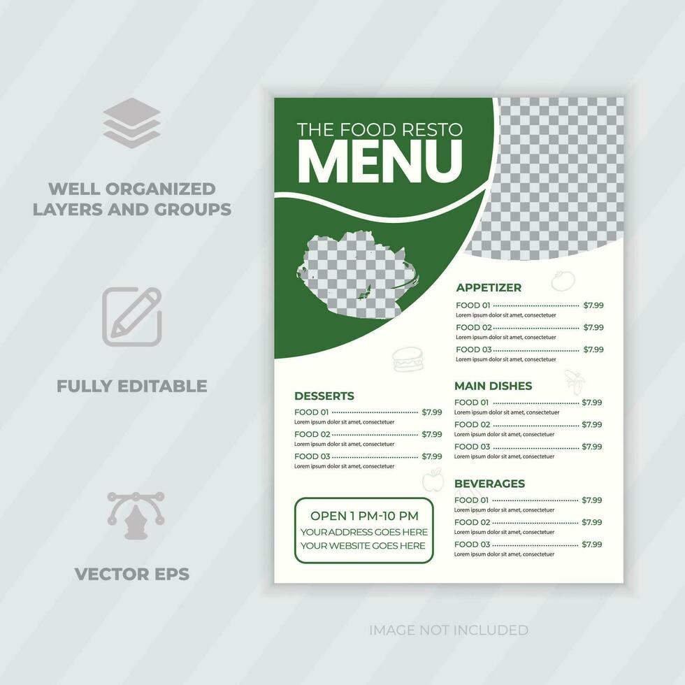 Essen Speisekarte und Restaurant Flyer Design Vorlage kostenlos Vektor schnell Essen Speisekarte Profi Vektor