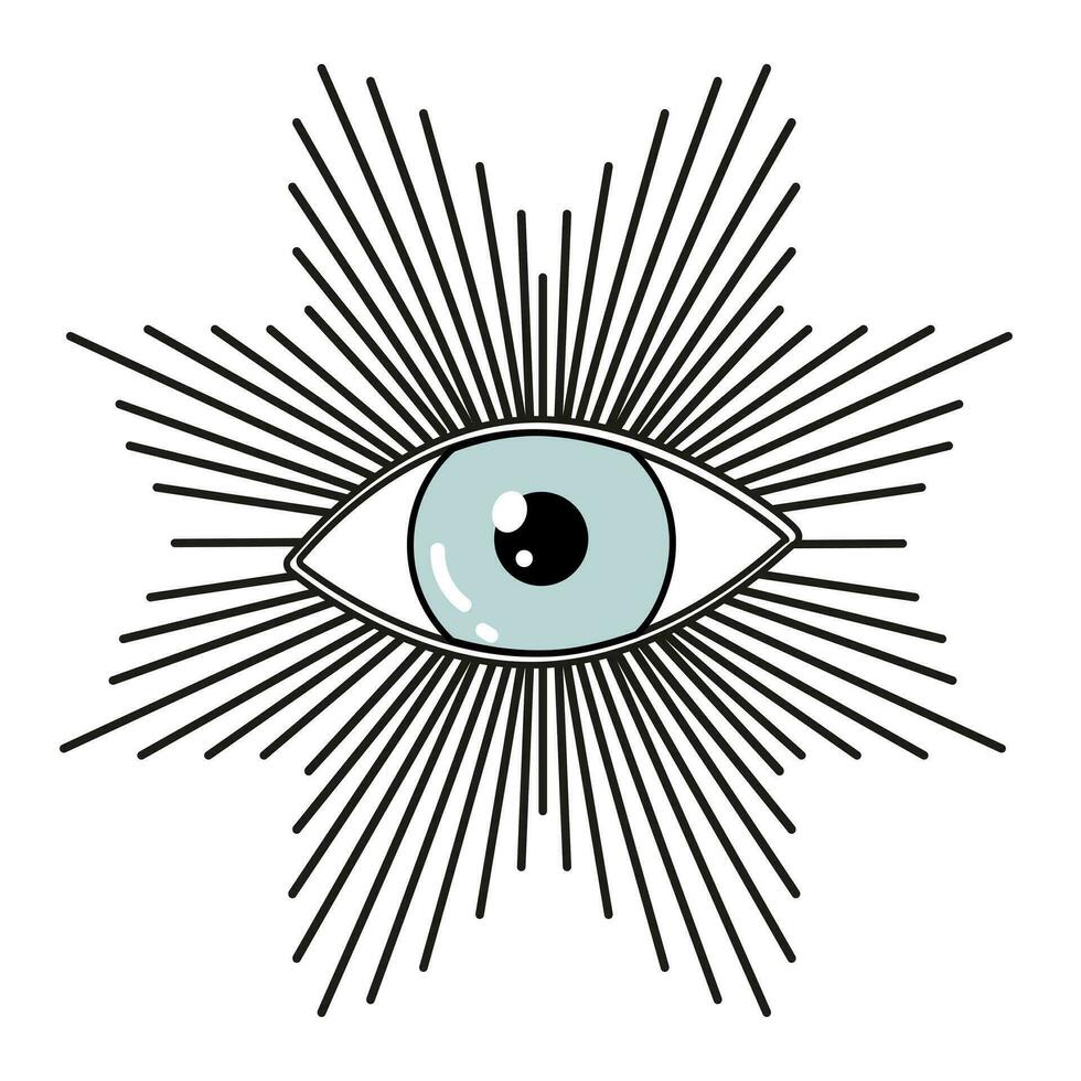 Auge von Vorsehung. freimaurerisch Symbol. heilig Geometrie, Religion, Spiritualität, Okkultismus. alle Sehen Auge Innerhalb Dreieck Pyramide. Vektor Illustration.