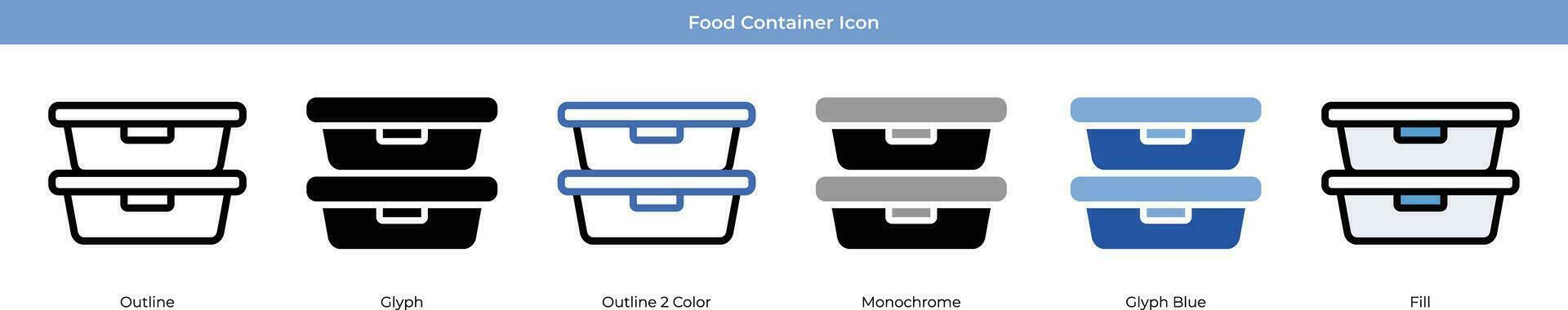 Essen Container einstellen mit 6 Stil vektor