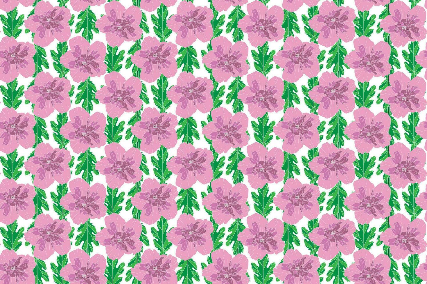 Illustration Muster von Rosa Chinesisch Rose Blume mit Blätter auf Weiß Hintergrund. vektor