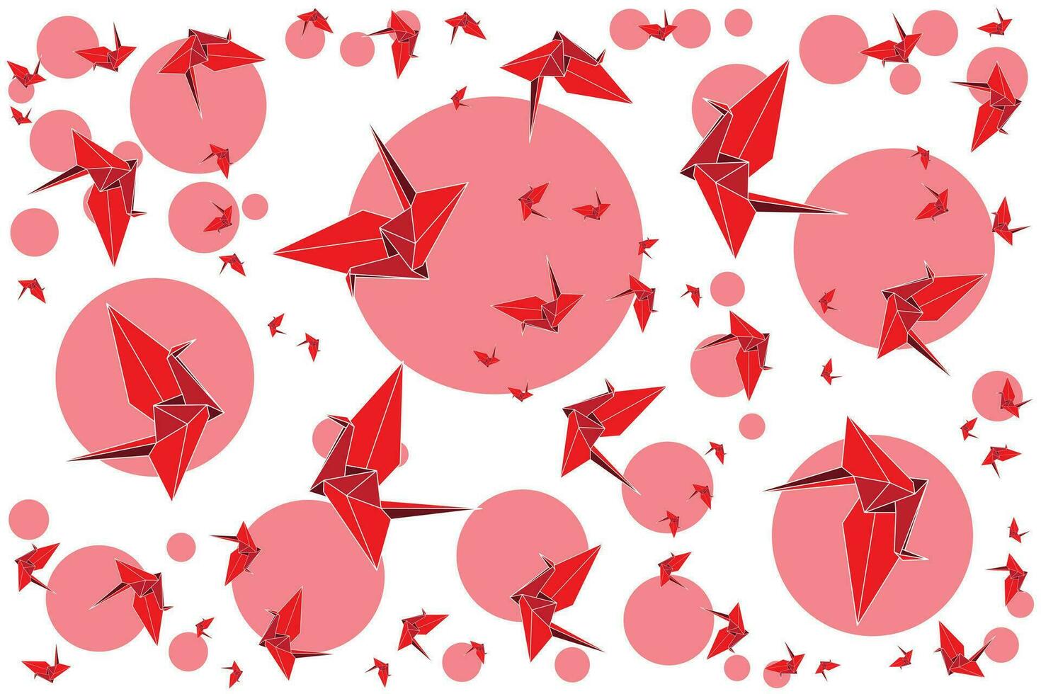 Illustration von rot Origami Vogel fliegend mit Sanft rot Kreis auf Weiß Hintergrund. vektor