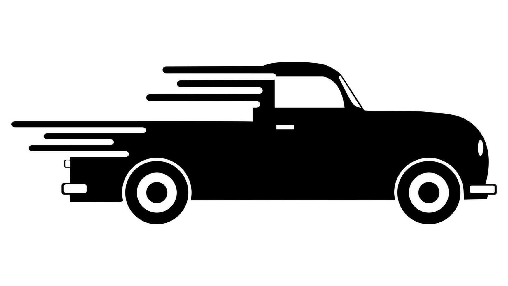 Silhouette retro Wagen. schnell Versand Lieferung eben Symbol zum Transport. Vektor Illustration