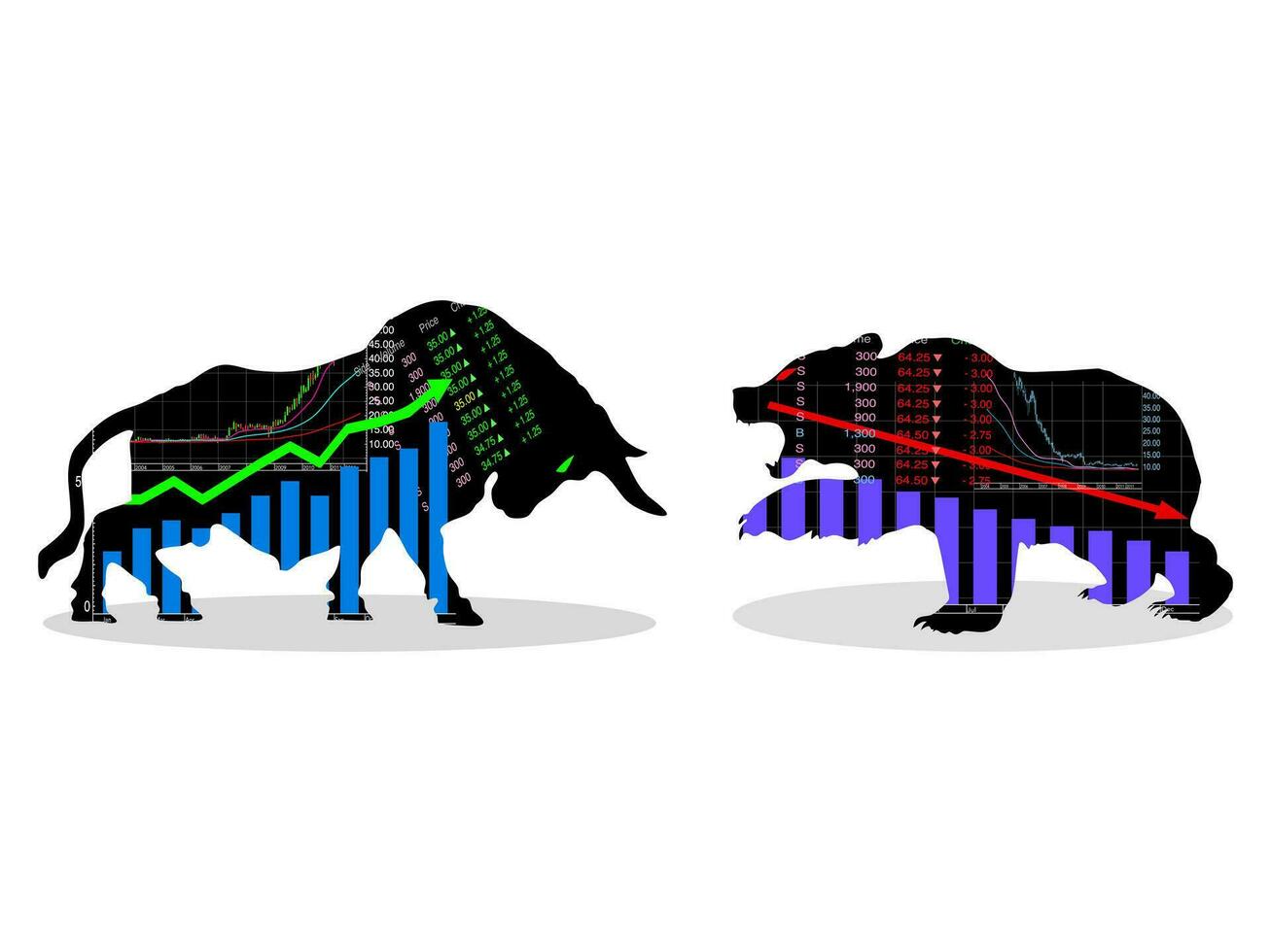 tjur och Björn stridande varje annat.på stock marknads.symboler av tjur och Björn market.vector vektor