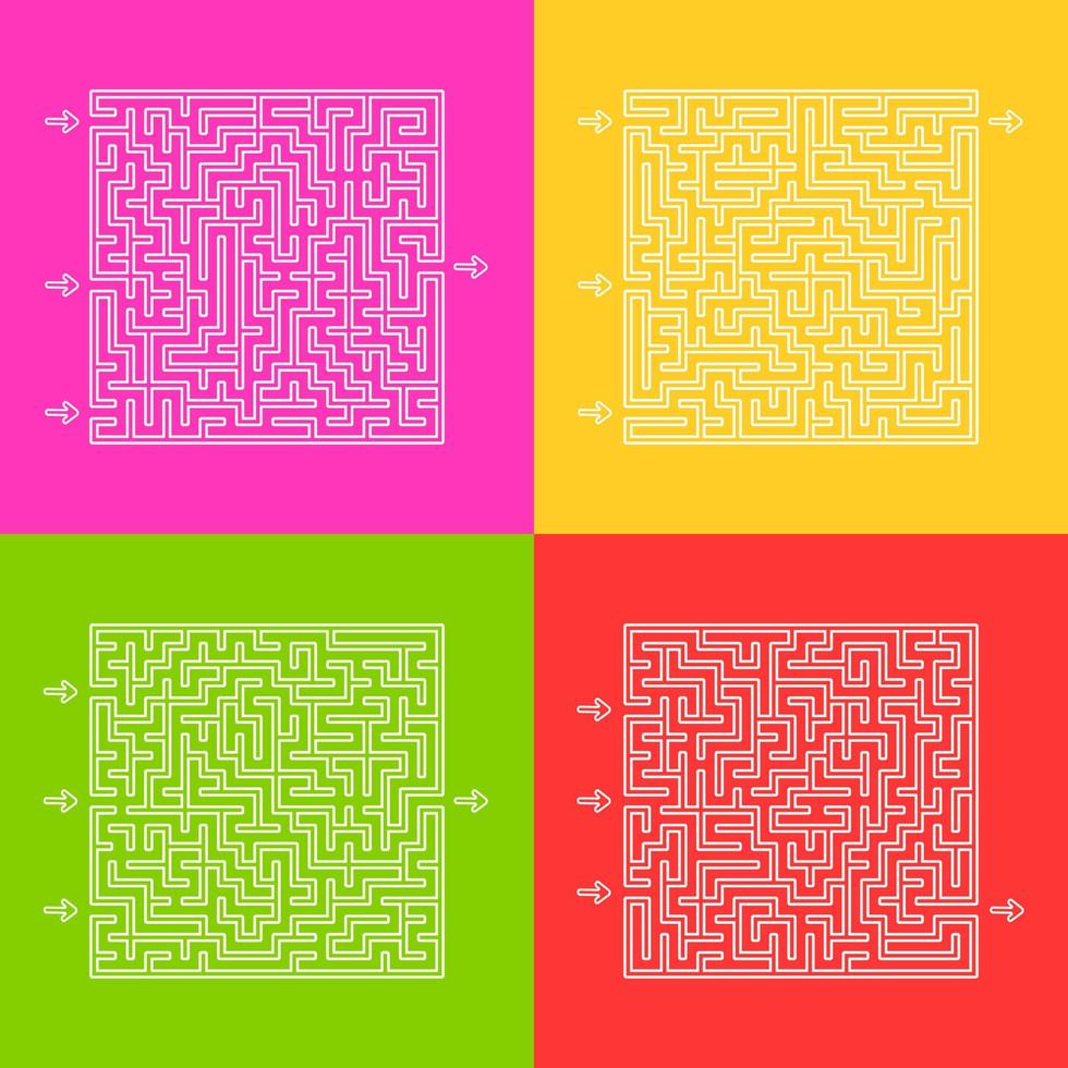 eine Reihe von Labyrinthen. Spiel für Kinder. Puzzle für Kinder. Labyrinth Rätsel. Cartoon-Stil. visuelle Arbeitsblätter. Aktivitätsseite. Farbe-Vektor-Illustration. vektor