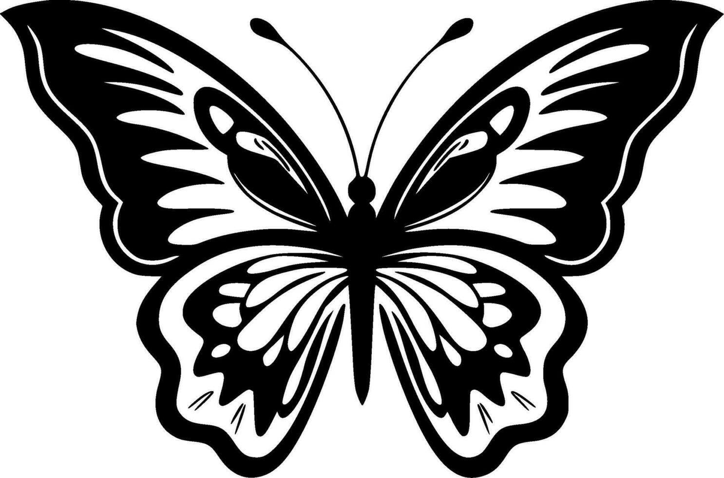 Schmetterling - - schwarz und Weiß isoliert Symbol - - Vektor Illustration