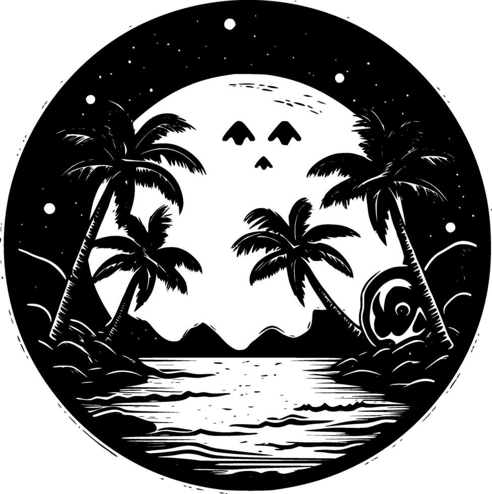 Strand, schwarz und Weiß Vektor Illustration