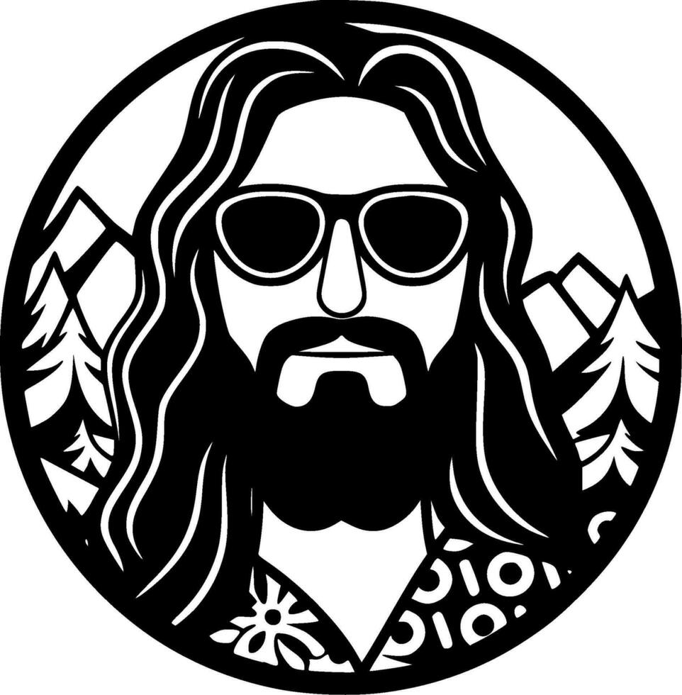 Hippie, schwarz und Weiß Vektor Illustration