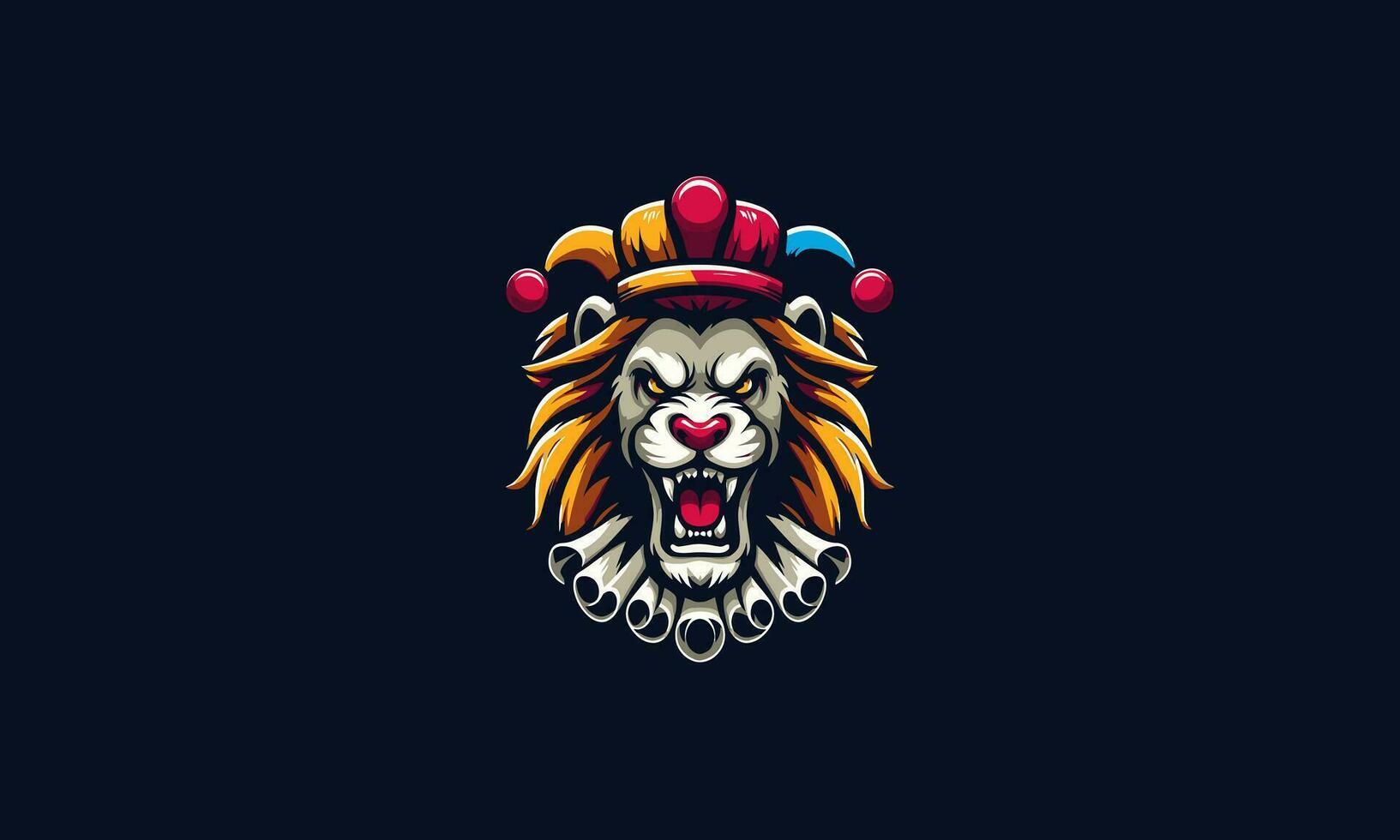 Kopf Löwe Clown Vektor Illustration Maskottchen Design