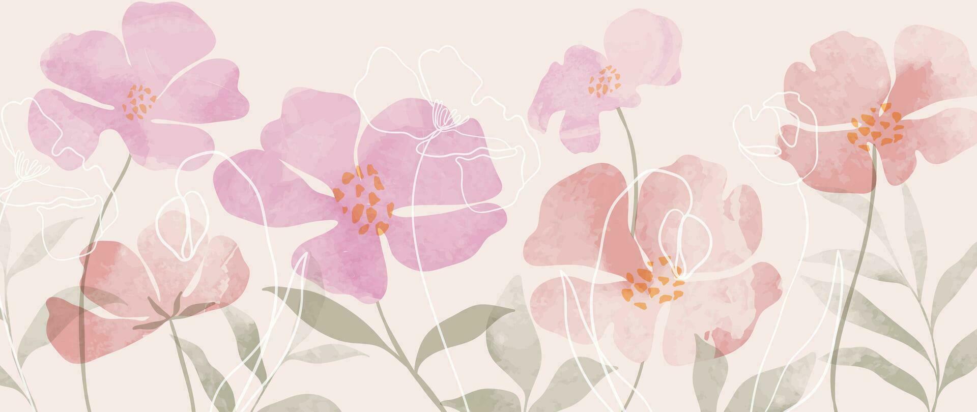 abstrakt blommig konst bakgrund vektor. hand målad vattenfärg botanisk vår blommor textur bakgrund. konst design illustration för tapet, affisch, baner kort, skriva ut, webb och förpackning vektor