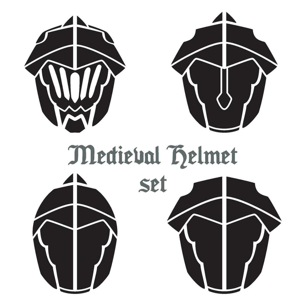 einstellen von mittelalterlich Helme Symbole Vektor Illustration