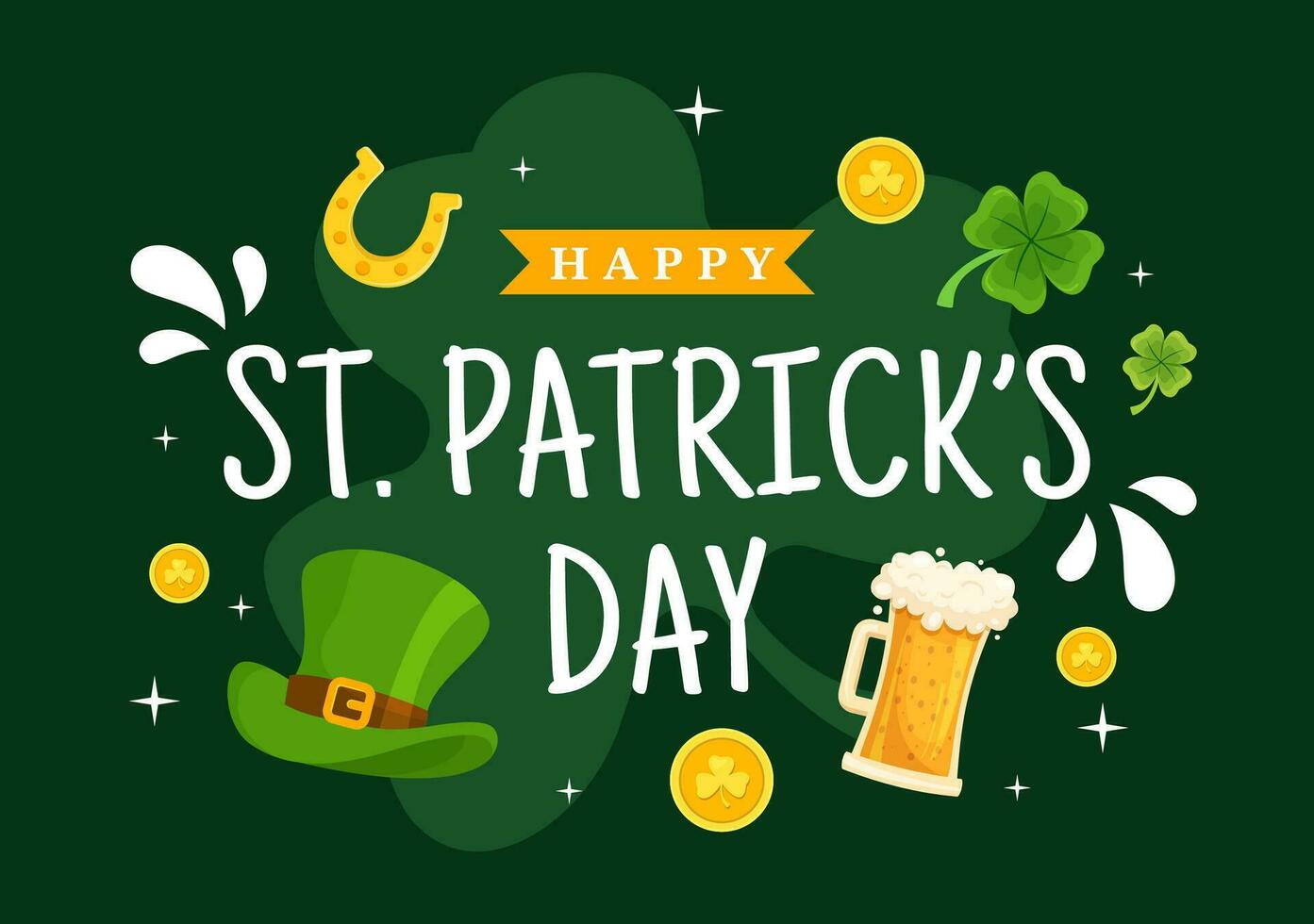 glücklich st Patrick's Tag Vektor Illustration auf 17 März mit golden Münzen, Grün Hut, Bier Kneipe und Kleeblatt im eben Karikatur Hintergrund Design