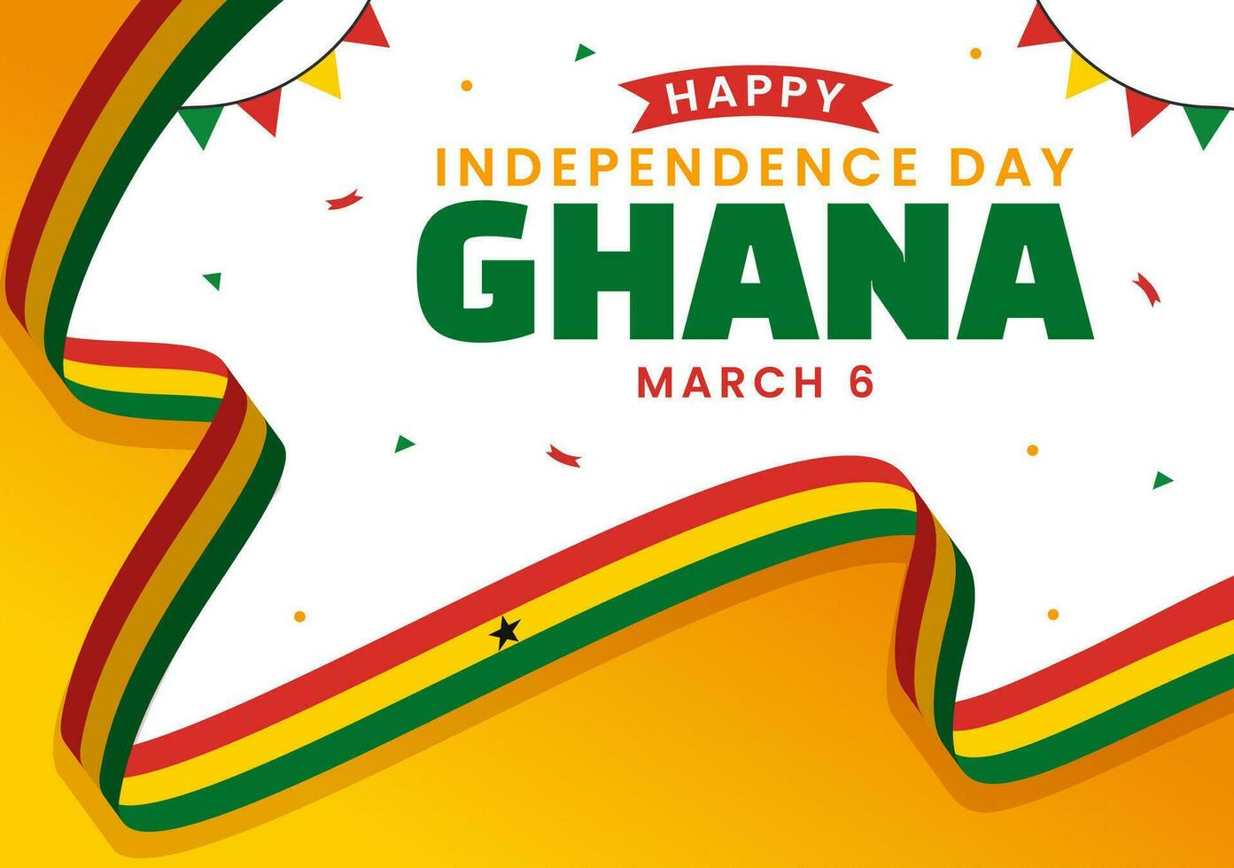 Ghana Unabhängigkeit Tag Feier Vektor Illustration auf März 6 .. mit winken Flagge im National Urlaub eben Karikatur Hintergrund Design