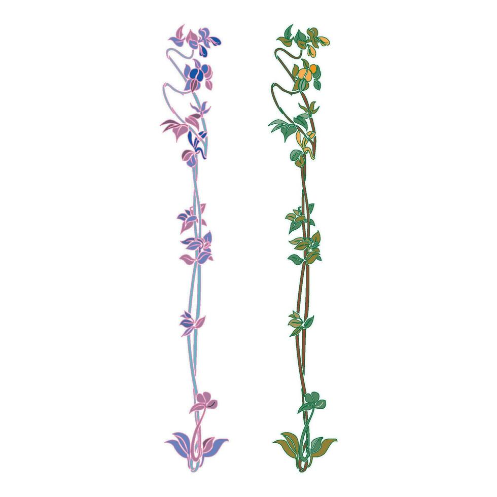 årgång retro blommig calligraphic konst dekorativ element färgad skiss uppsättning med blommor isolerat vektor