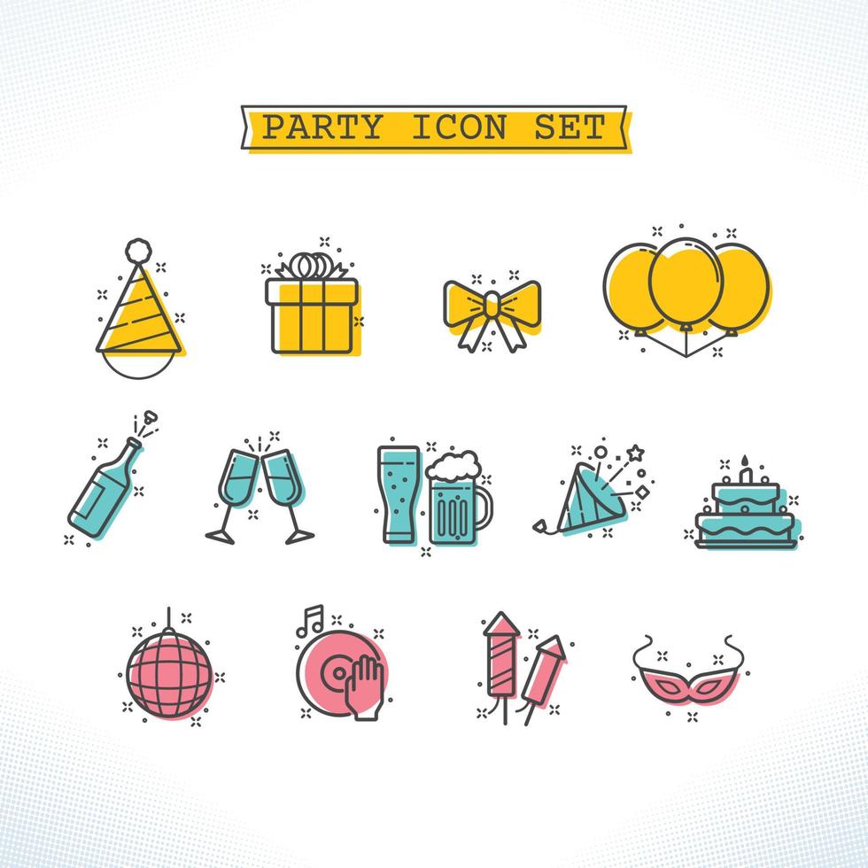 Lass uns Party-Icon-Set vektor