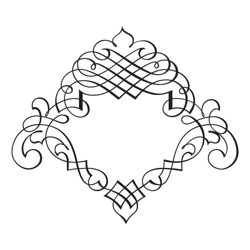 Jahrgang geschmiedet Blumen- klassisch kalligraphisch retro Vignette scrollen Frames Zier Design Elemente schwarz einstellen isoliert Vektor