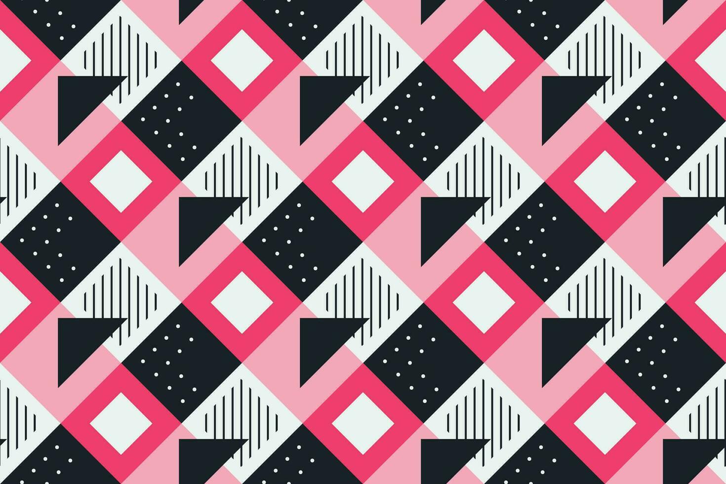 retro Schwarz, Rosa und Weiß geometrisch Muster Hintergrund, Vektor abstrakt Platz Kunst. modisch Bauhaus Muster Hintergrund