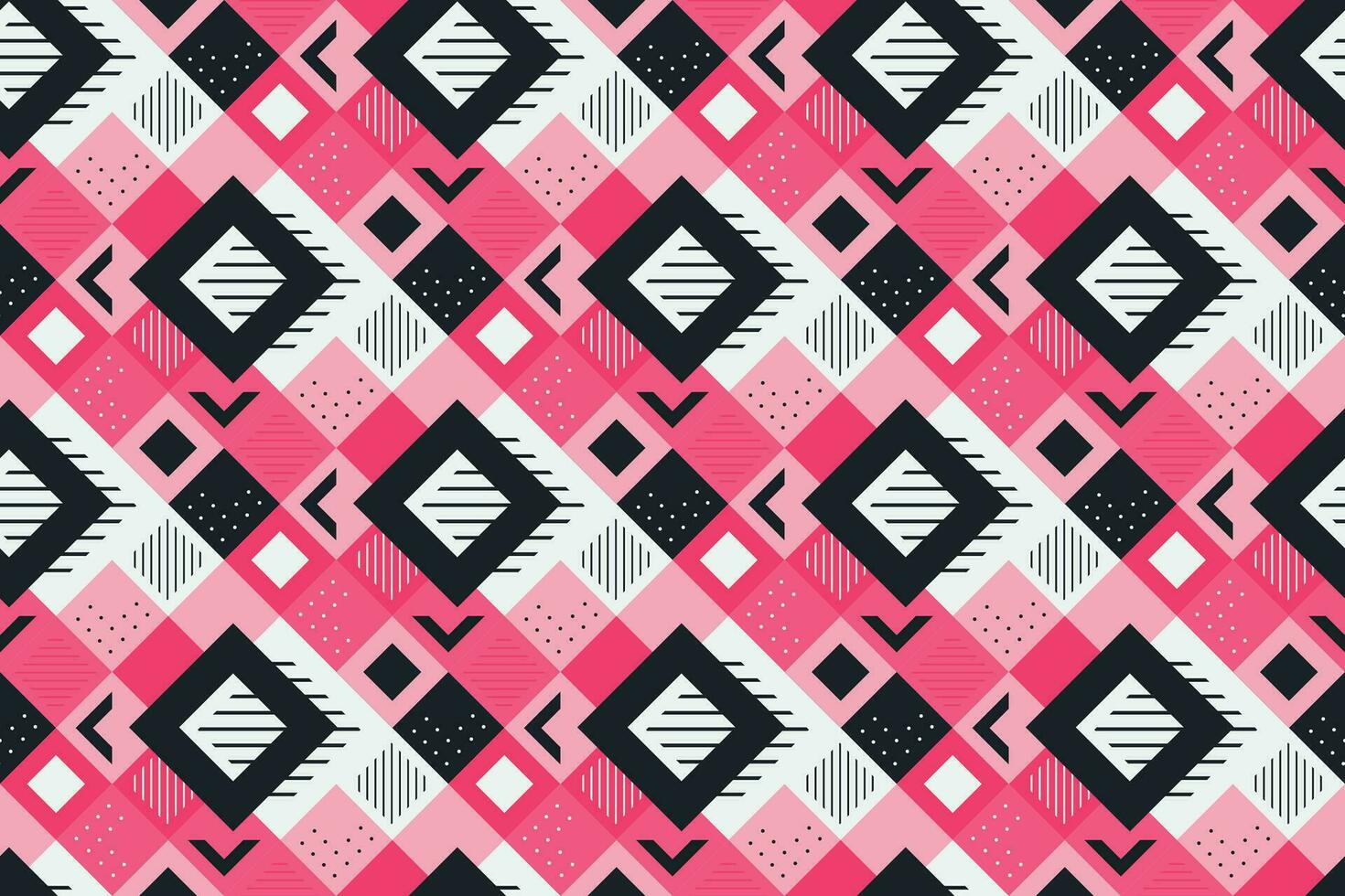 retro Schwarz, Rosa und Weiß geometrisch Muster Hintergrund, Vektor abstrakt Platz Kunst. modisch Bauhaus Muster Hintergrund