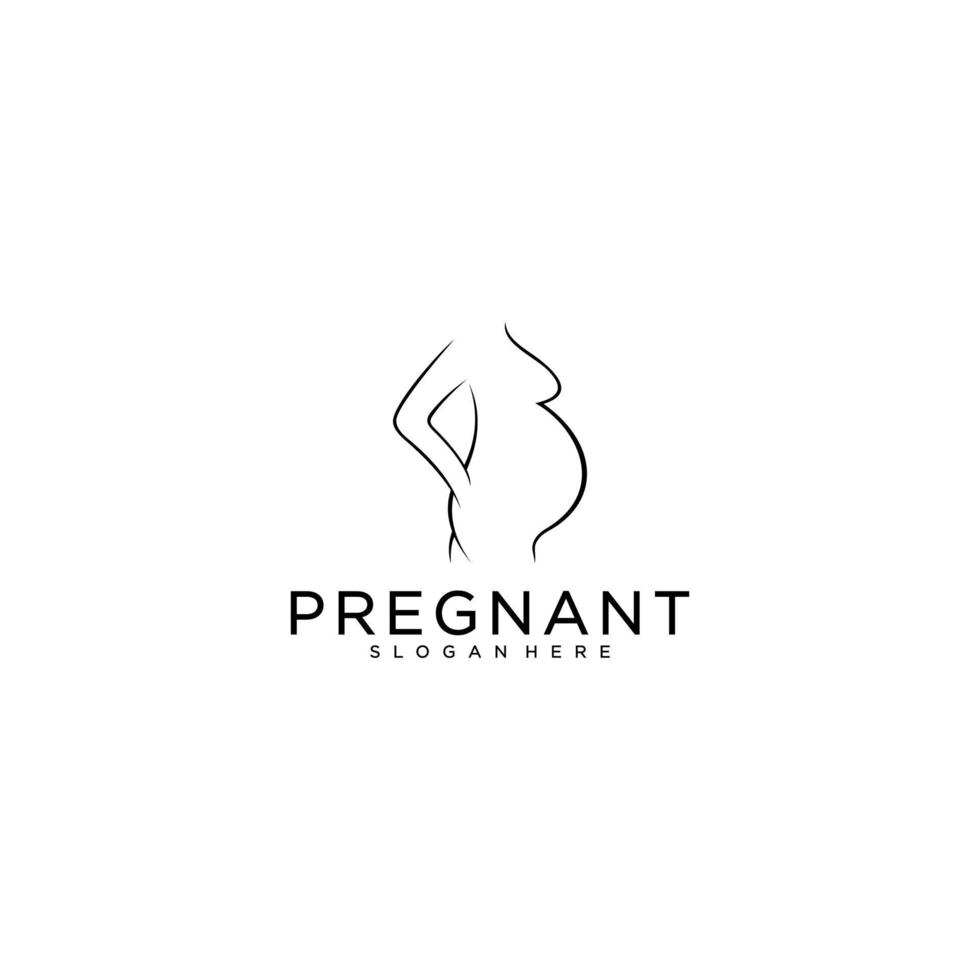 Logo der schwangeren Mutter mit Illustration der schwangeren Mutter auf weißem Hintergrund vektor