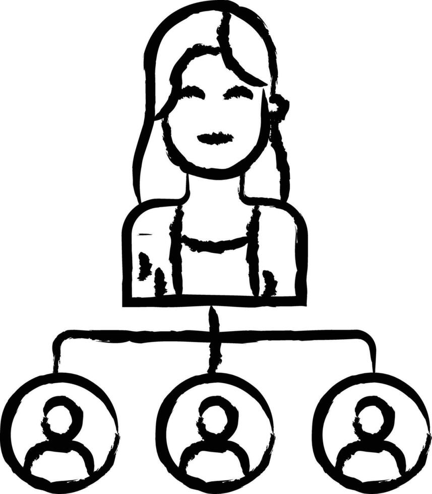 chef kvinna hand dragen vektor illustration