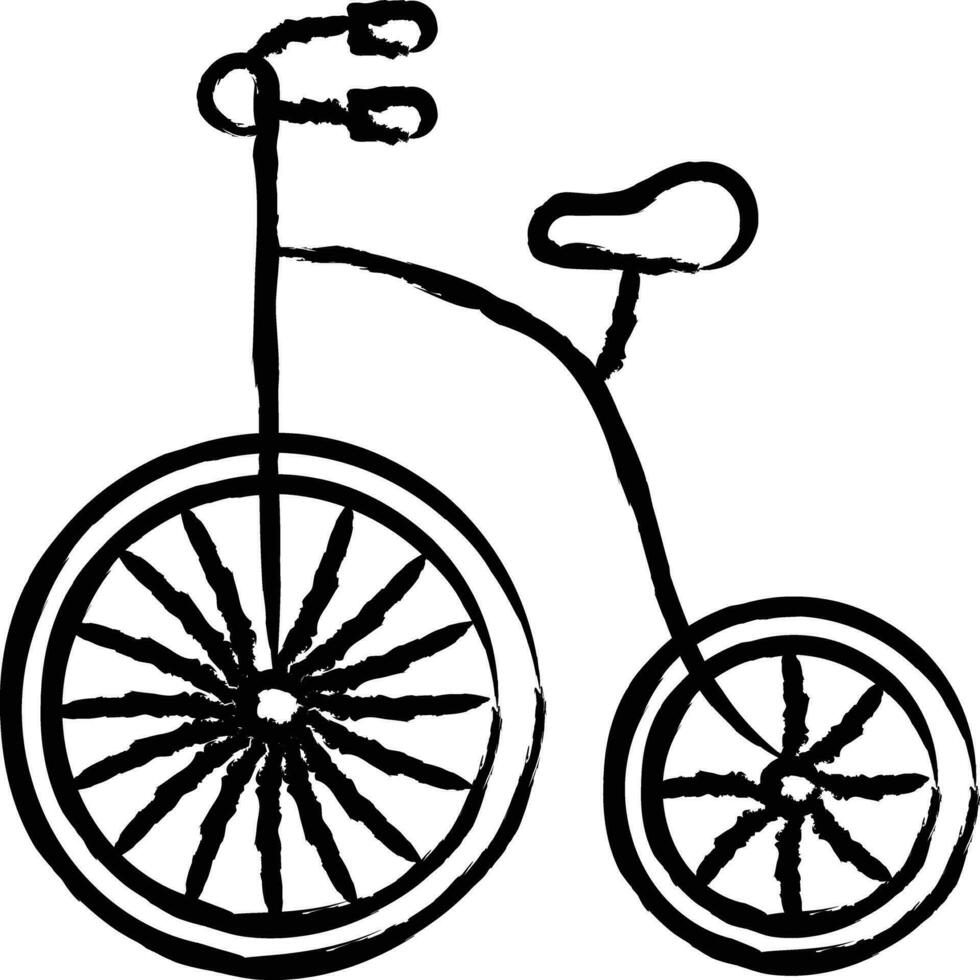 hög hjul cykel hand dragen vektor illustration