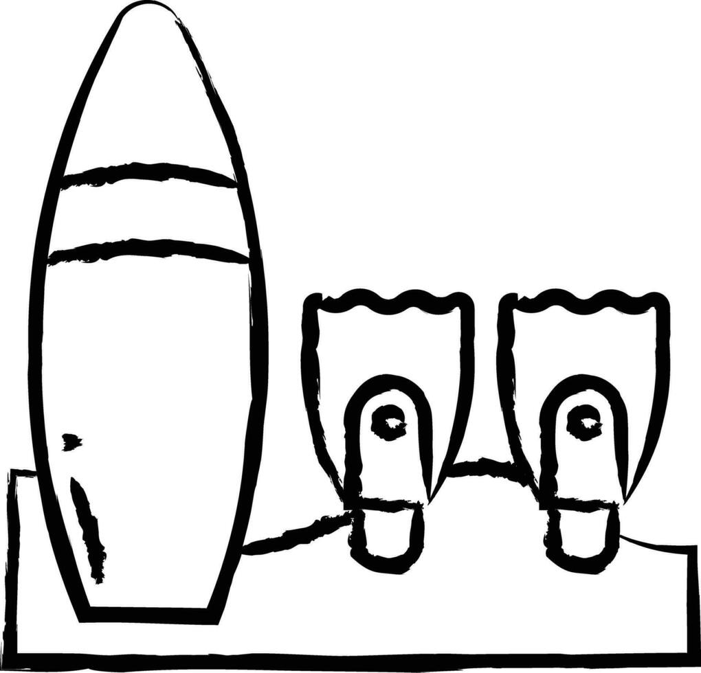 Surfen Ausrüstung Hand gezeichnet Vektor Illustration