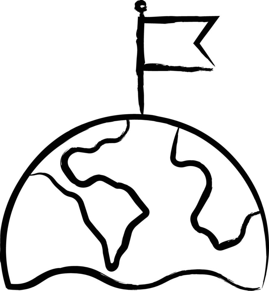 jord och flagga hand dragen vektor illustration