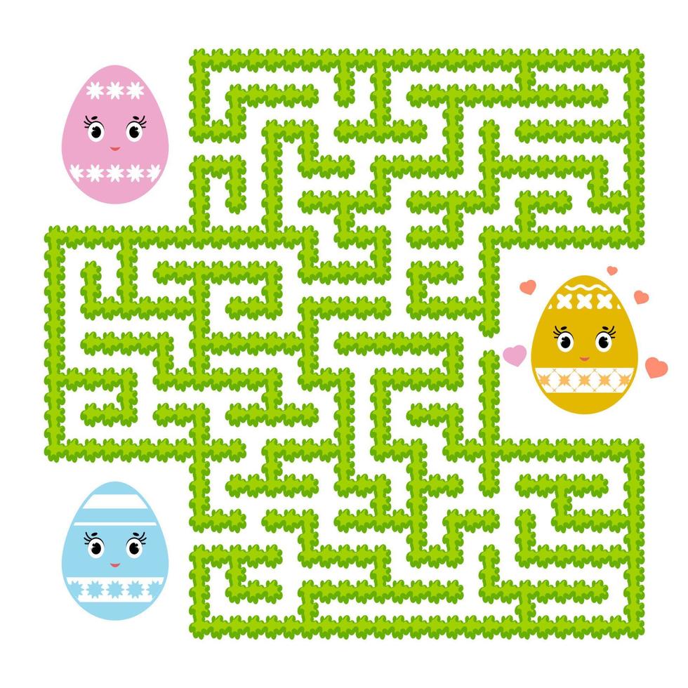 Farbe abstraktes Labyrinth. Arbeitsblätter für Kinder. Aktivitätsseite. Spielpuzzle für Kinder. süßer Ei-Toon, der Weg zum Herzen, Urlaub, Ostern, Garten. Labyrinth Rätsel. Vektor-Illustration. vektor