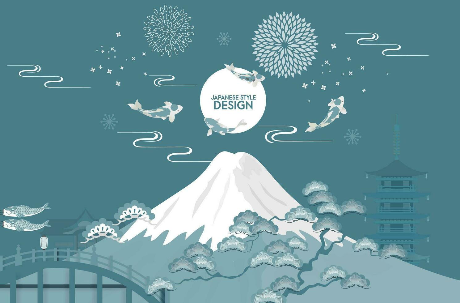 japanisch Stil Muster Hintergrund oder Startseite Design. vektor