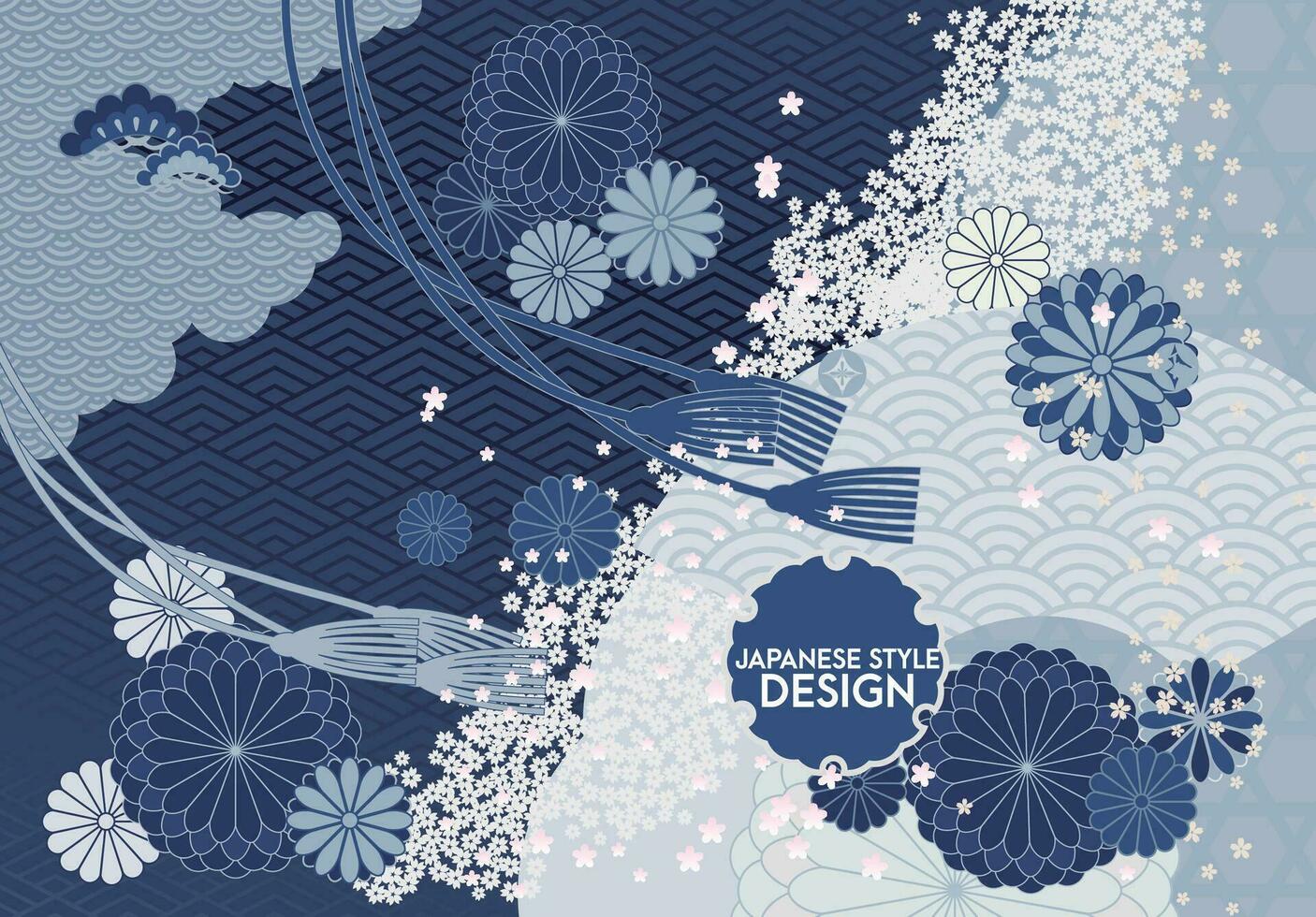 japanisch Stil Muster Hintergrund oder Startseite Design. vektor