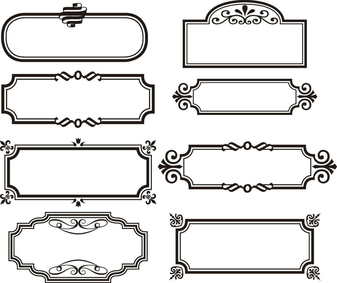 uppsättning dekorativ ramar delare på svart färg, dekorativt ramar set, set dekorativ ramar delare vektor