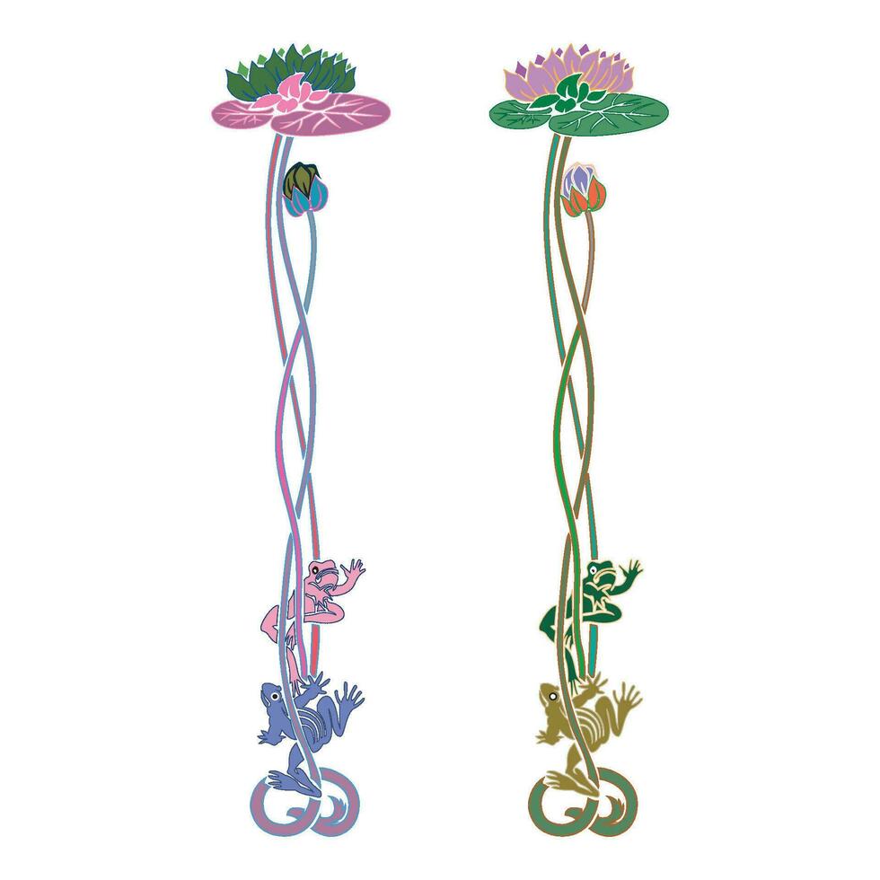 Jahrgang retro Blumen- kalligraphisch Kunst dekorativ Elemente farbig skizzieren einstellen mit Blumen isoliert Vektor Illustration