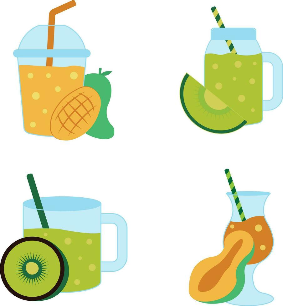 frukt juice smoothie på vit bakgrund. med flera typer av frukt. vektor illustration