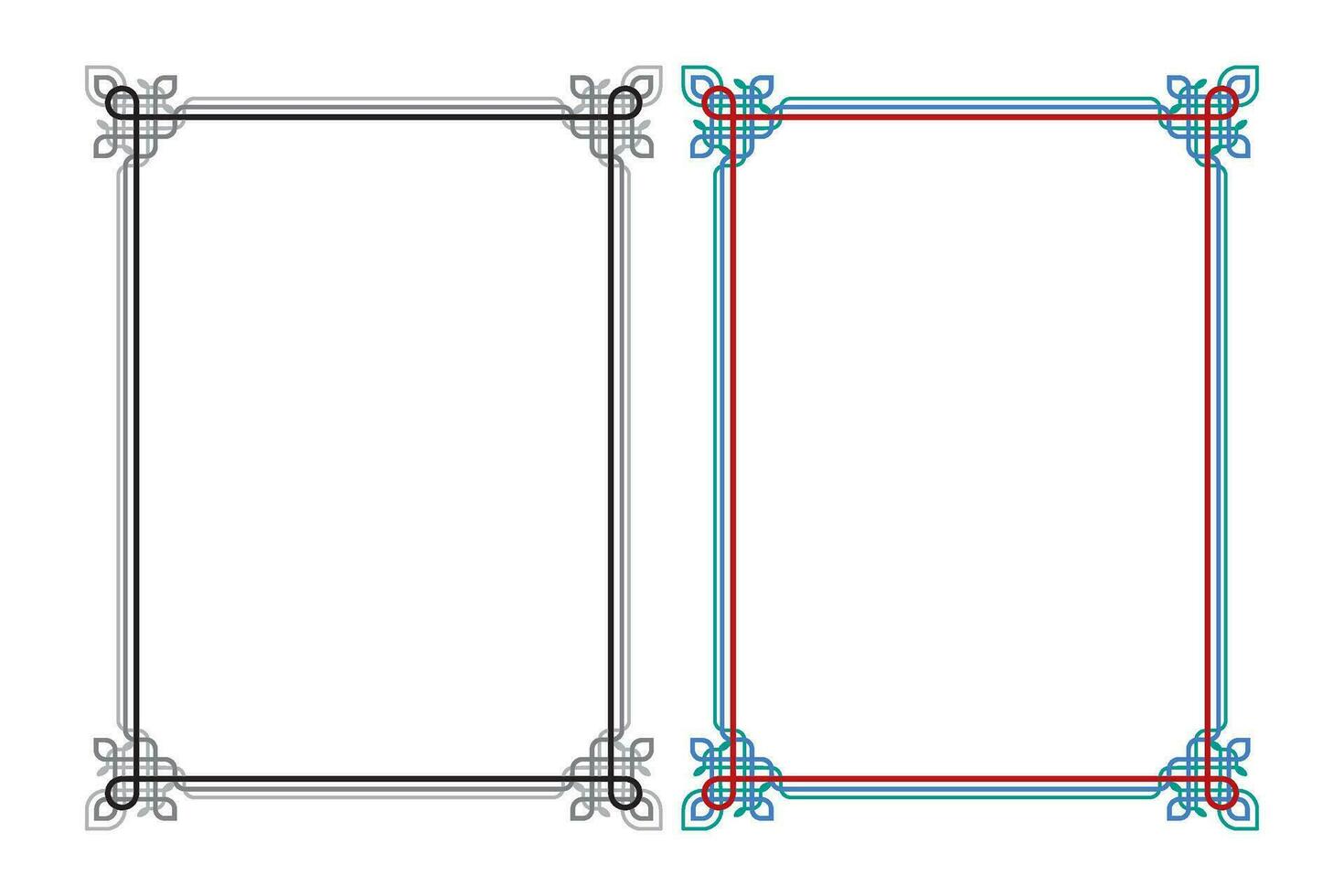 Jahrgang traditionell realistisch schwarz und Farbe Frames einstellen auf Weiß Hintergrund isoliert Vektor Illustration