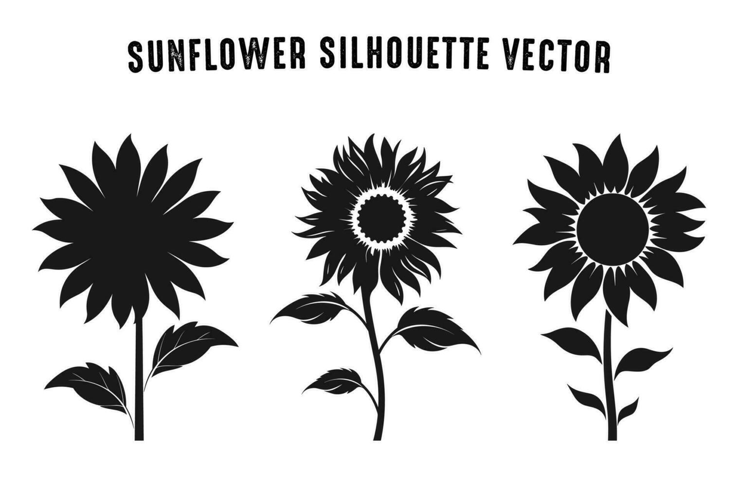 solros silhuett vektor uppsättning, blommor ClipArt bunt