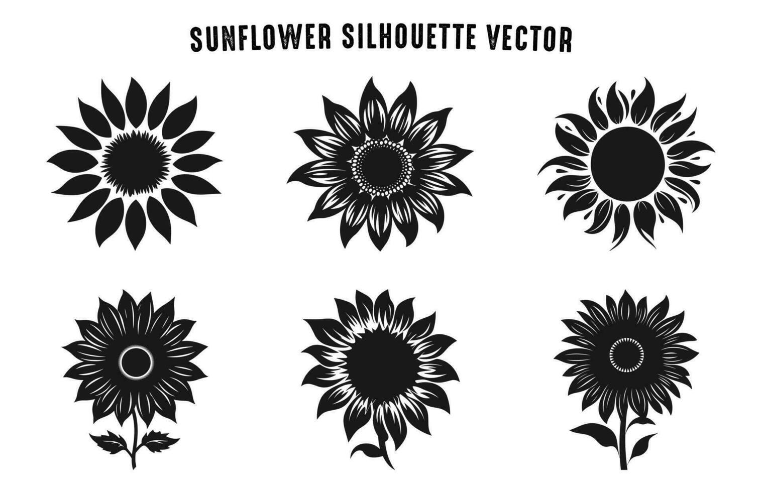 solros silhuett vektor uppsättning, blommor ClipArt bunt