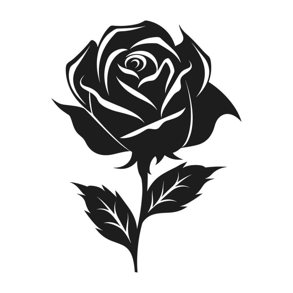 ein Rose Blume Vektor Silhouette isoliert auf ein Weiß Hintergrund