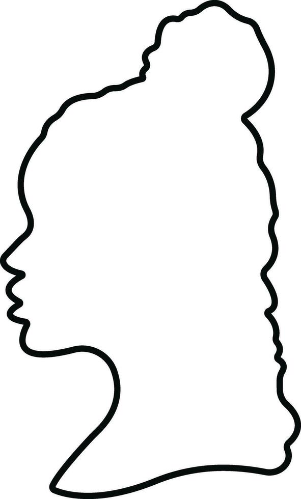 Frauen Symbol im Linie. isoliert auf elegant Silhouetten mit anders Frisuren. Symbol von afrikanisch amerikanisch schön weiblich Gesicht im Profil. Vektor zum Apps und Webseite