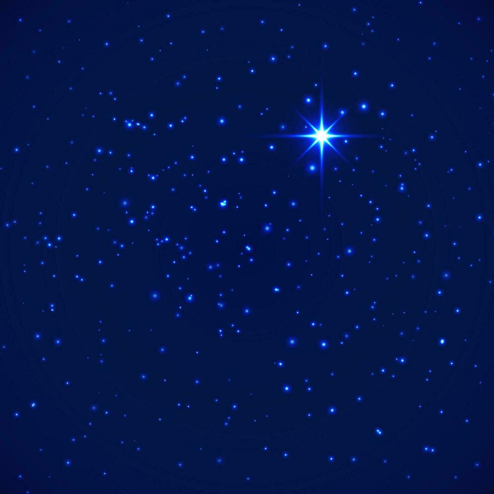 lysande stjärnor i natt blå bakgrund. stjärnor på mörk blå himmel. vektor illustration