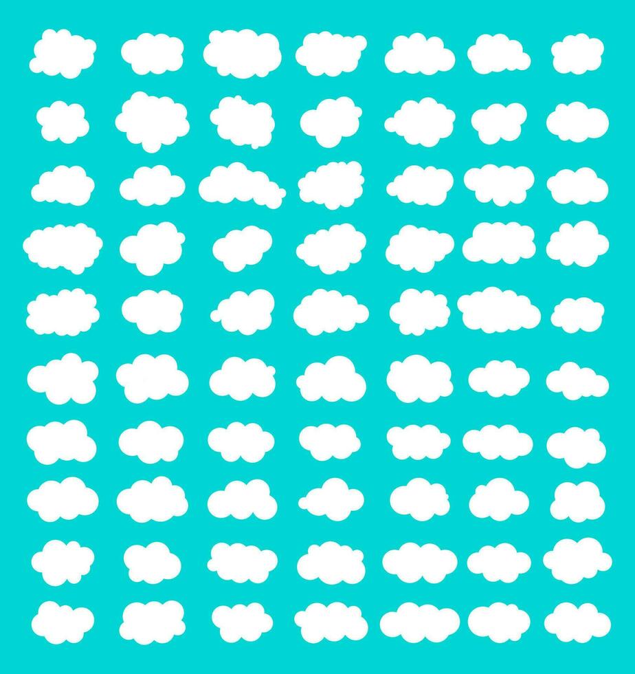 moln uppsättning isolerat på blå bakgrund. vektor illustration